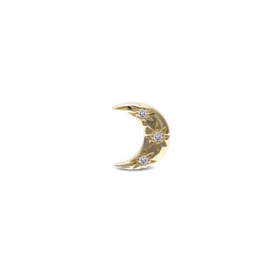 Crescent Moon Diamond Stud Earring Yellow Gold