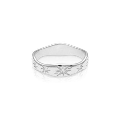 Galaxy Engraved Ring White Gold