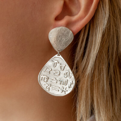 Talisman Zodiac Large Drop Earrings Sterling Silver