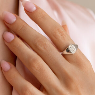 Signet Saint Christopher Pinky Ring Sterling Silver