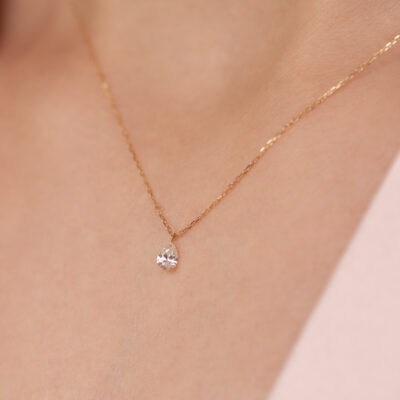 Starry Night Pear Diamond Necklace 18k Yellow Gold