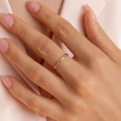 Galaxy Engraved Petite Ring Yellow Gold