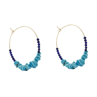 Yves Lapis and Turquoise Extra-Large Hoop Earrings