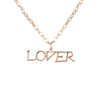 Lover Large Pendant With Single Diamond 14k Rose Gold Horizontal