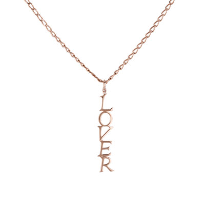 Lover Large Pendant With Single Diamond 14k Rose Gold Vertical