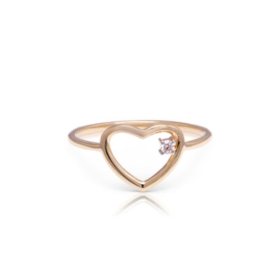 Fine Heart Ring Diamond Yellow Gold