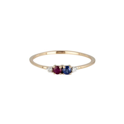Lady Montague Ring Sapphire & Ruby Yellow Gold