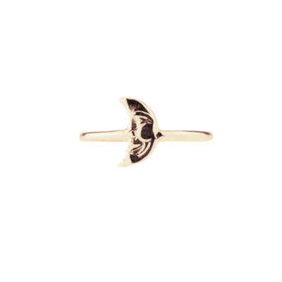 Star Crossed Crescent Moon Ring Rose Gold