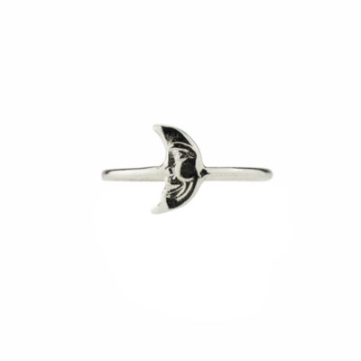 Archive Star Crossed Crescent Moon Ring Sterling Silver