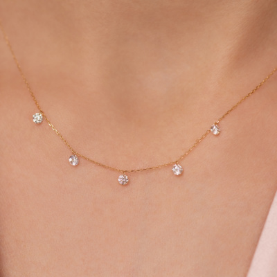 Starry Night Cinque Diamond Drop Necklace 18k Yellow Gold
