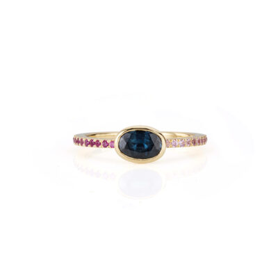 North Star Ring Sapphire and ruby 18k Yellow Gold