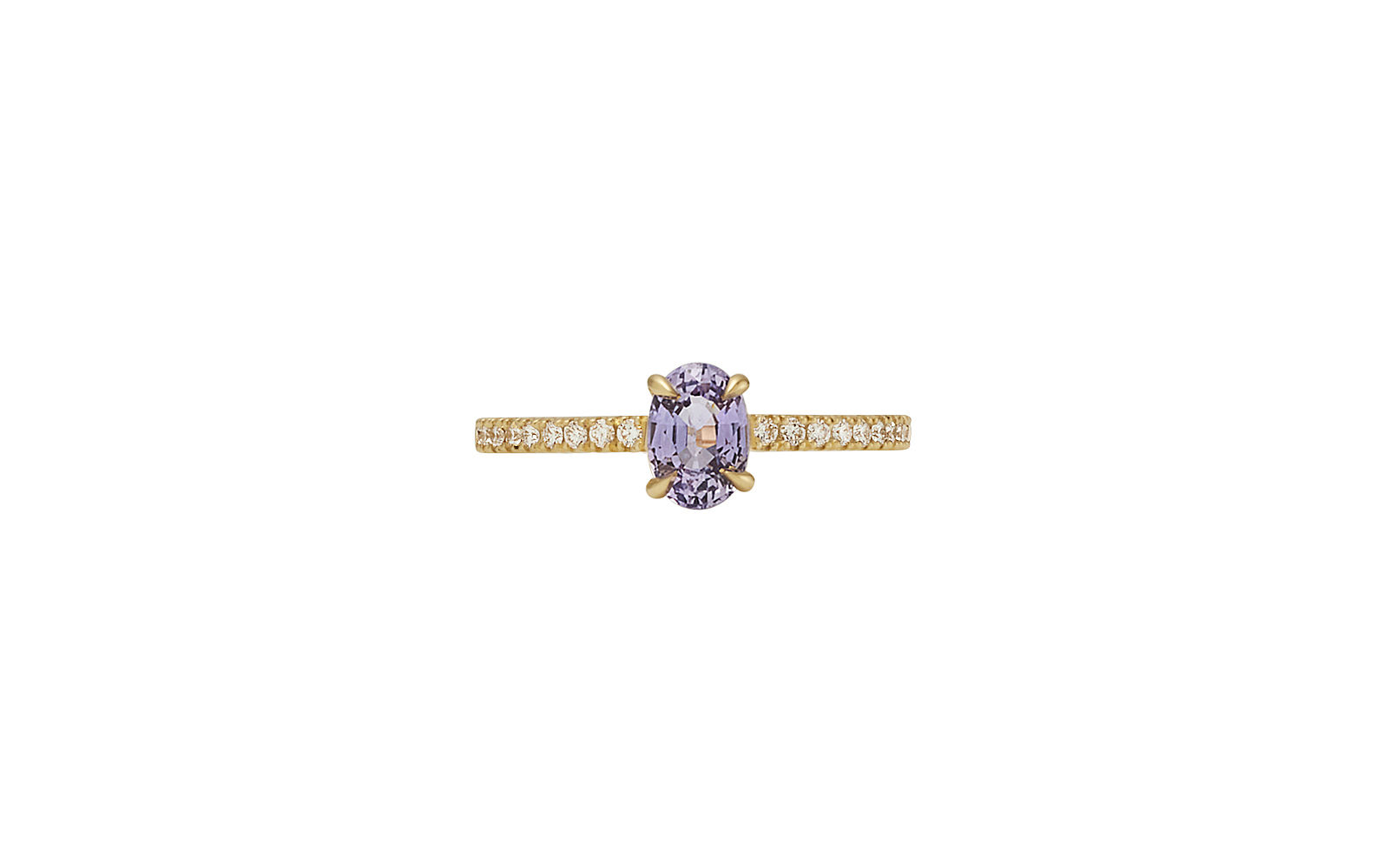 Chapter Ring Oval Lilac Ceylon Sapphire and Diamonds 18k Yellow Gold