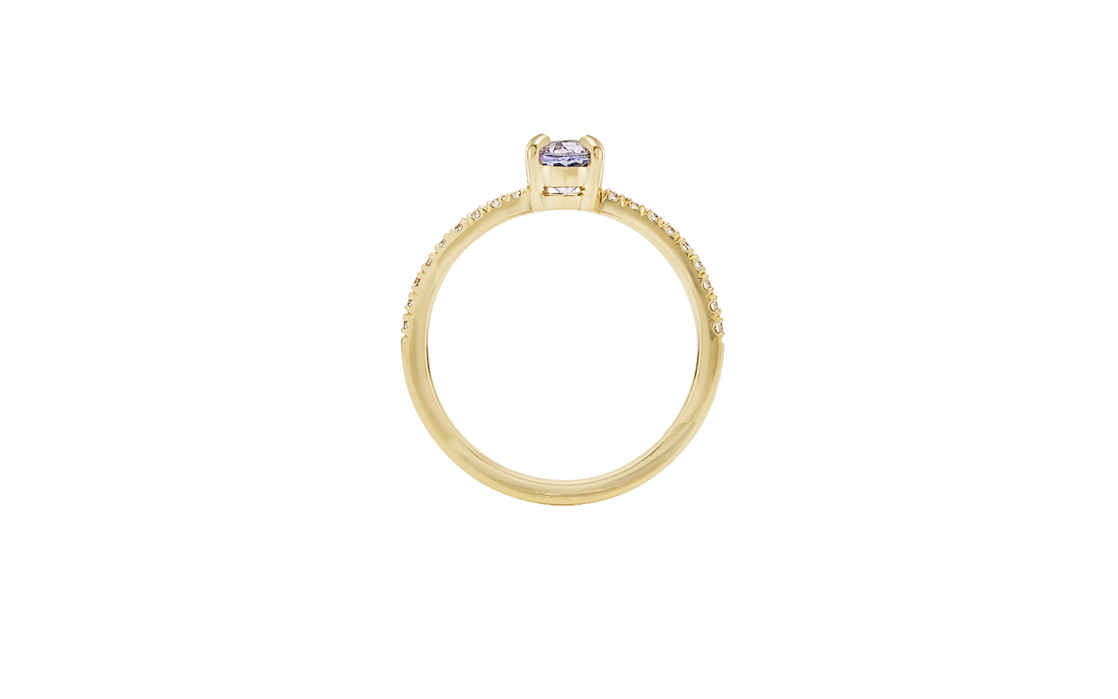 Chapter Ring Oval Lilac Ceylon Sapphire and Diamonds 18k Yellow Gold