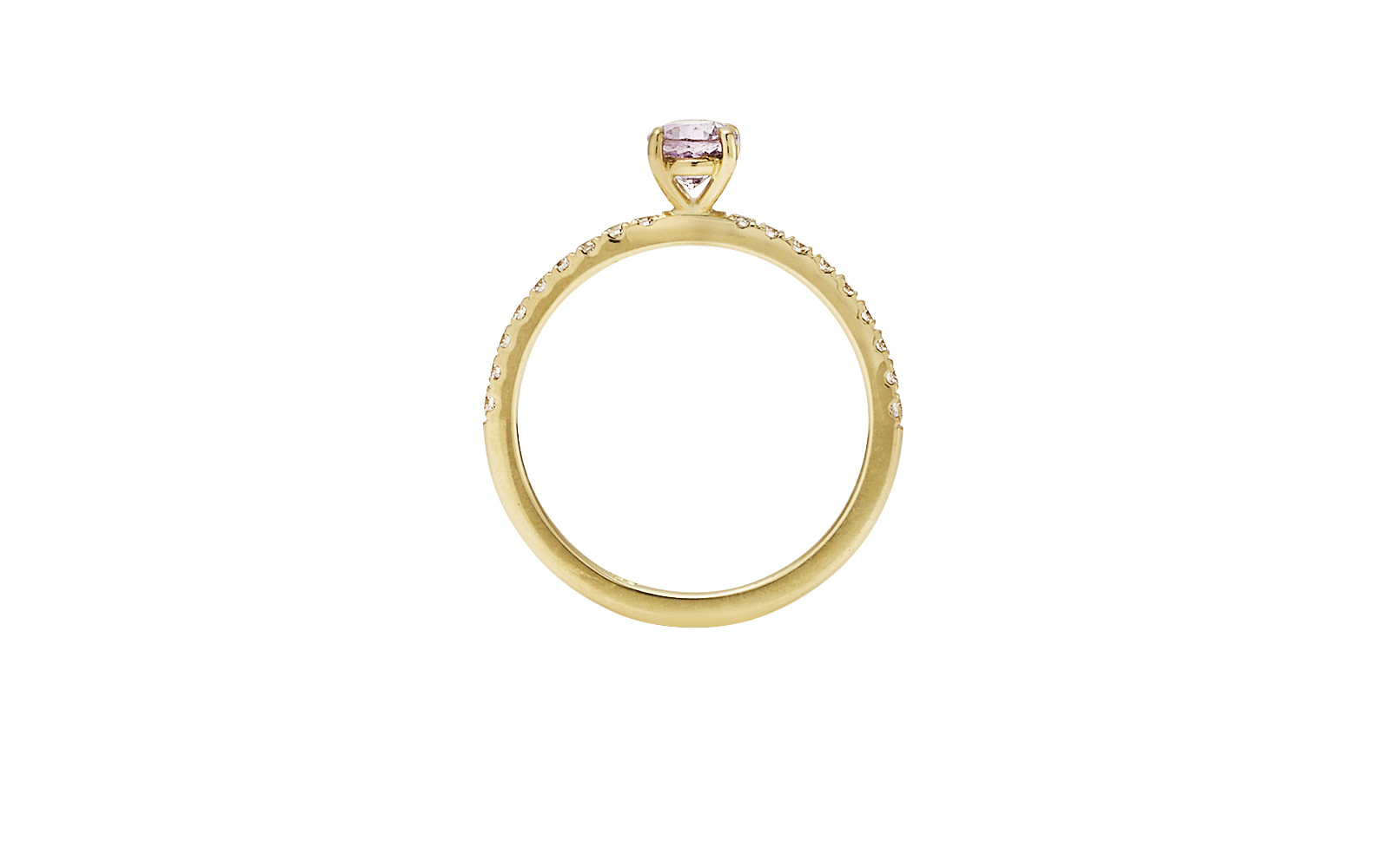 Moonrise Ring Oval Pink Ceylon Sapphire and Diamonds 18k Yellow Gold