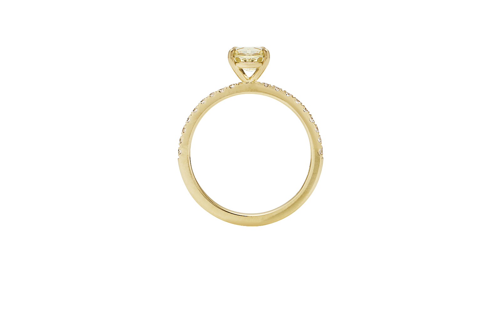Moonrise Ring Round Light Yellow Ceylon Sapphire and Diamonds 18k Yellow Gold