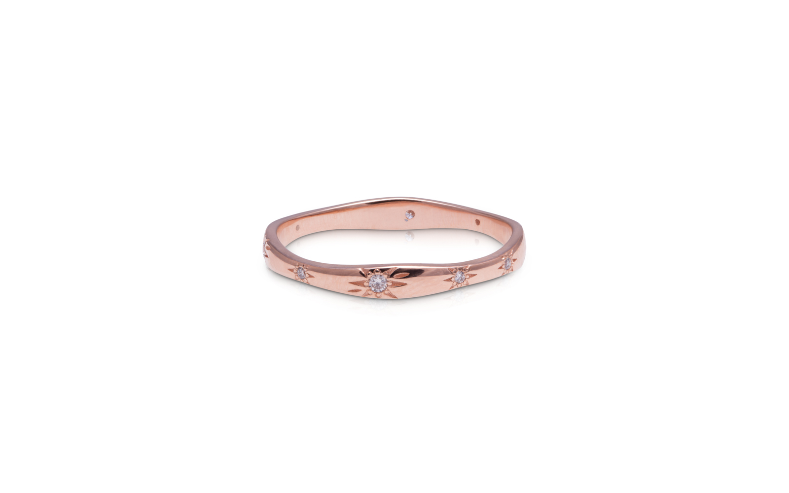 Galaxy Engraved Diamond Petite Ring Rose Gold