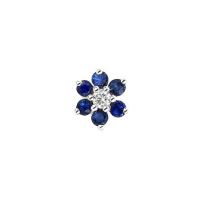 Lux Floral Cluster Earring Sapphires Diamond 9k White Gold