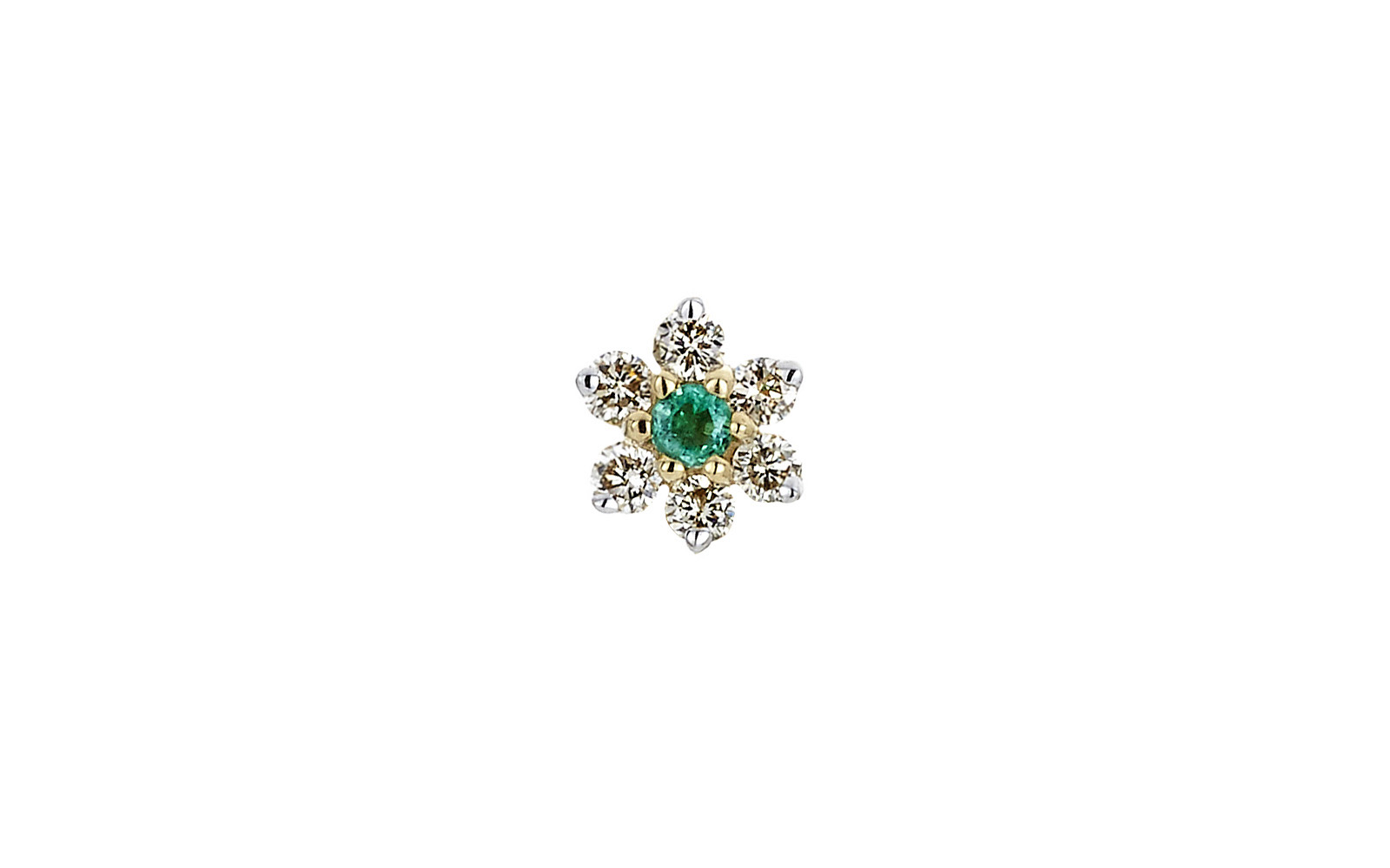 Lux Floral Cluster Earring Diamonds Emerald Yellow Gold