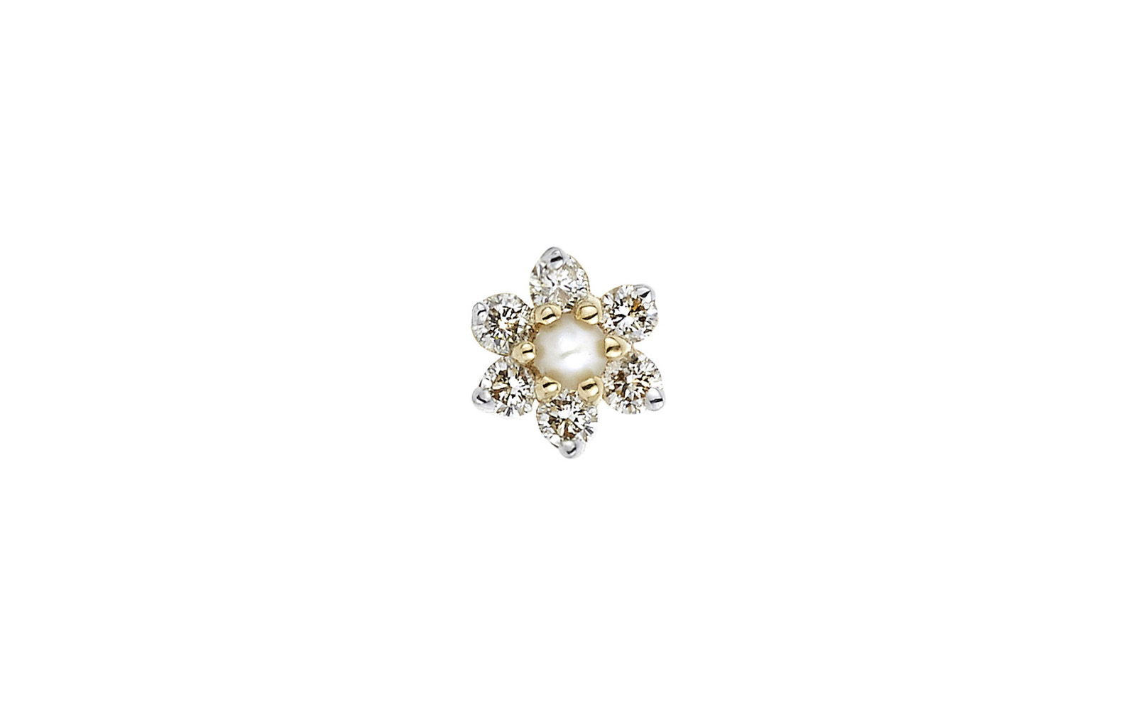 Lux Floral Cluster Earring Diamonds Seed Pearl Yellow Gold