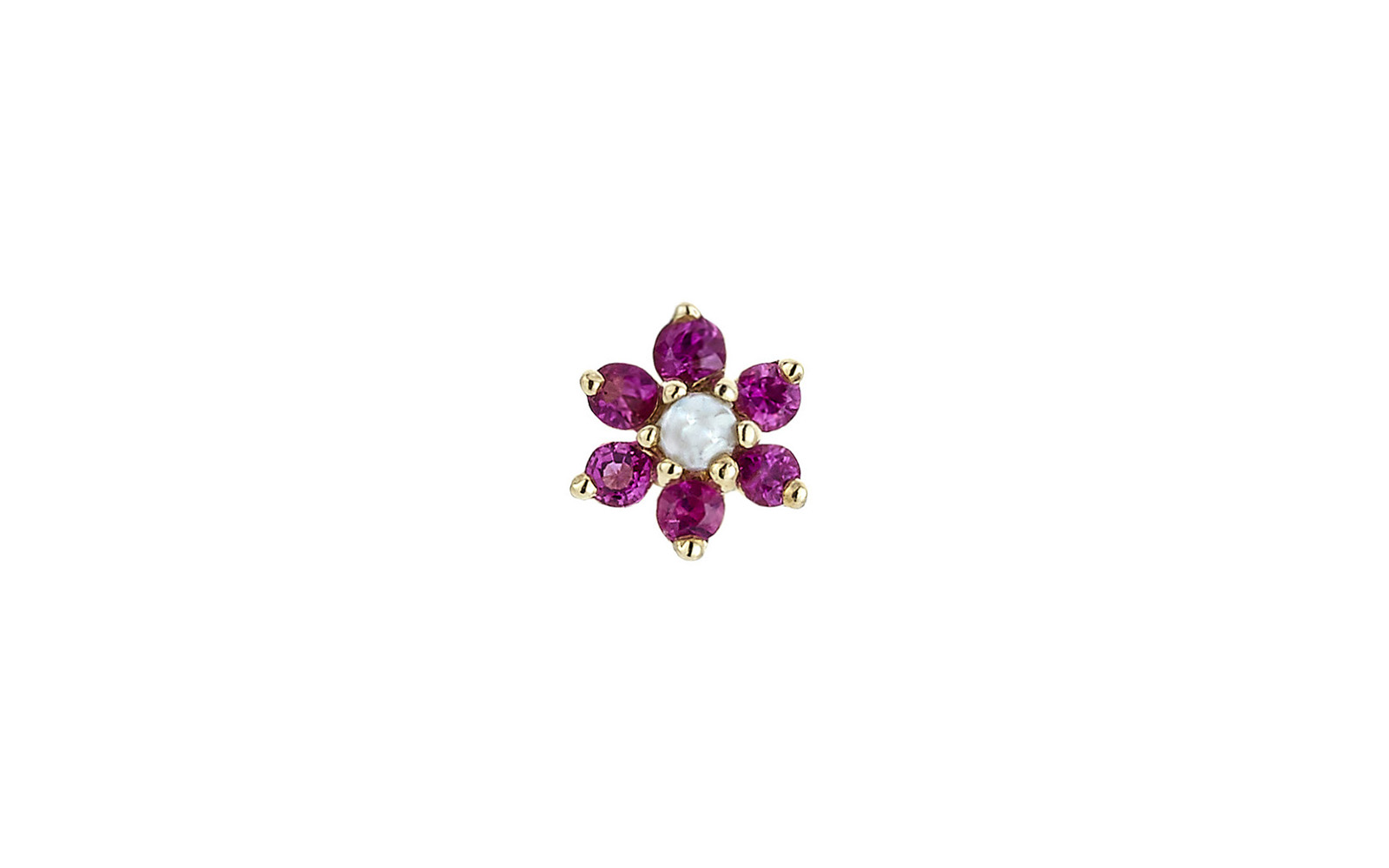 Lux Floral Cluster Earring Rubies Seed Pearl Yellow Gold