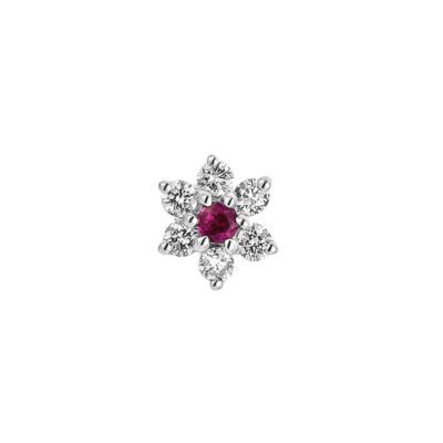 Lux Floral Cluster Earring Diamonds Ruby 9k White Gold