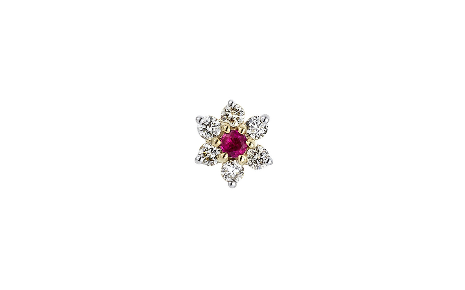 Lux Floral Cluster Earring Diamonds Ruby Yellow Gold