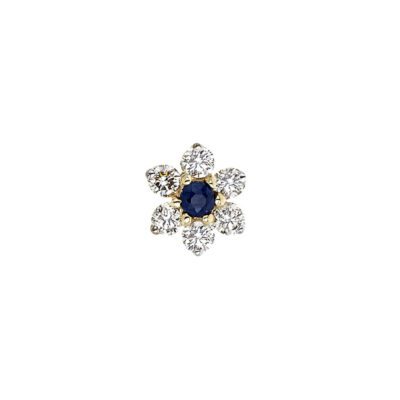 Lux Floral Cluster Earring Diamonds Sapphire 9k Yellow Gold