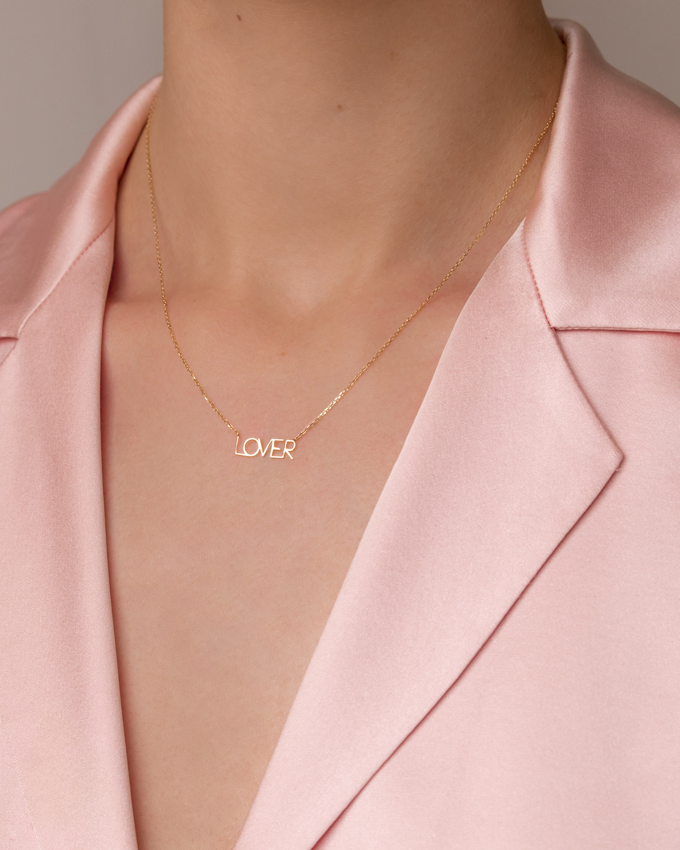 Nameplate Lover Necklace Rose Gold