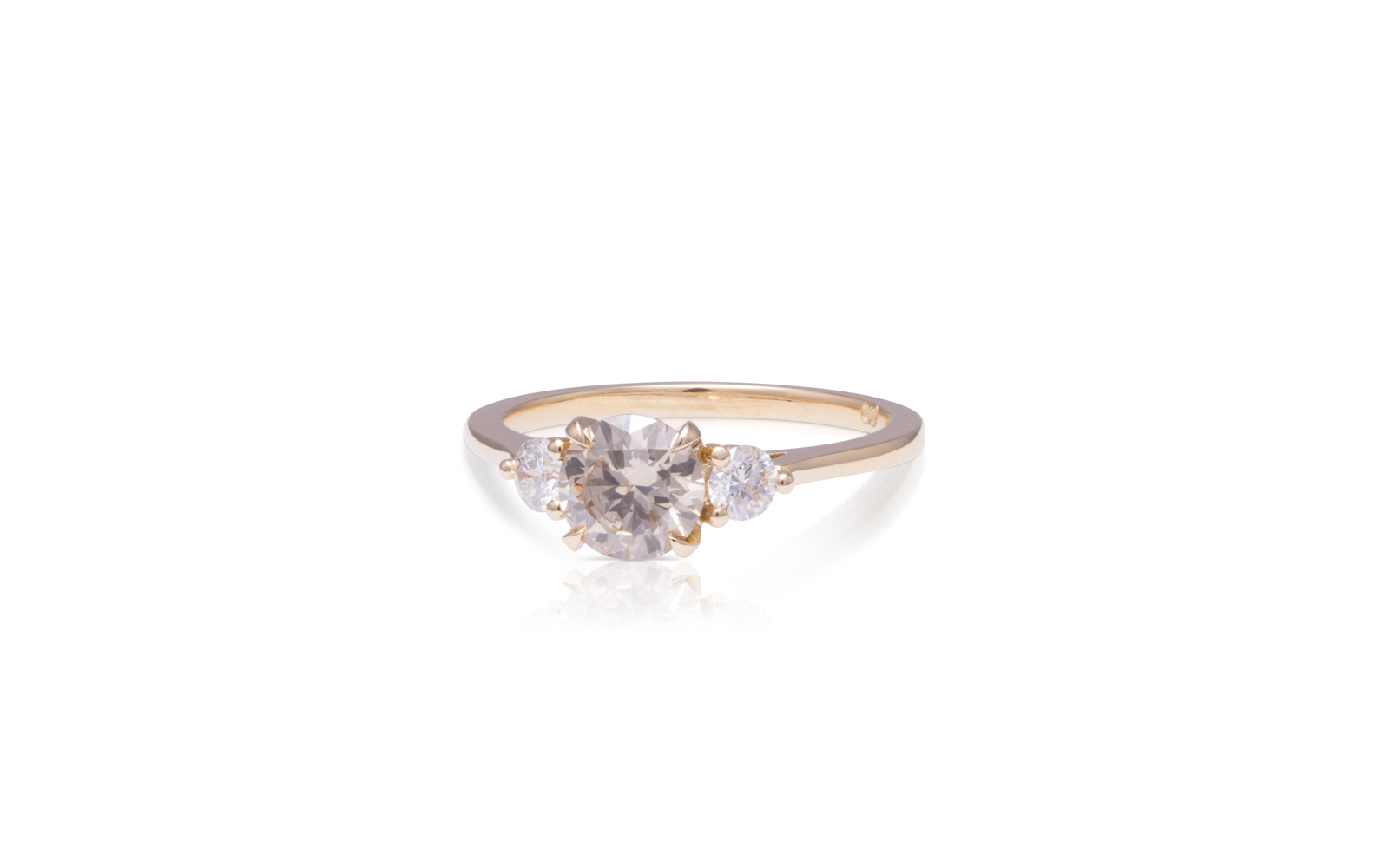 Trinity Diamond Engagement Ring 18k Yellow Gold