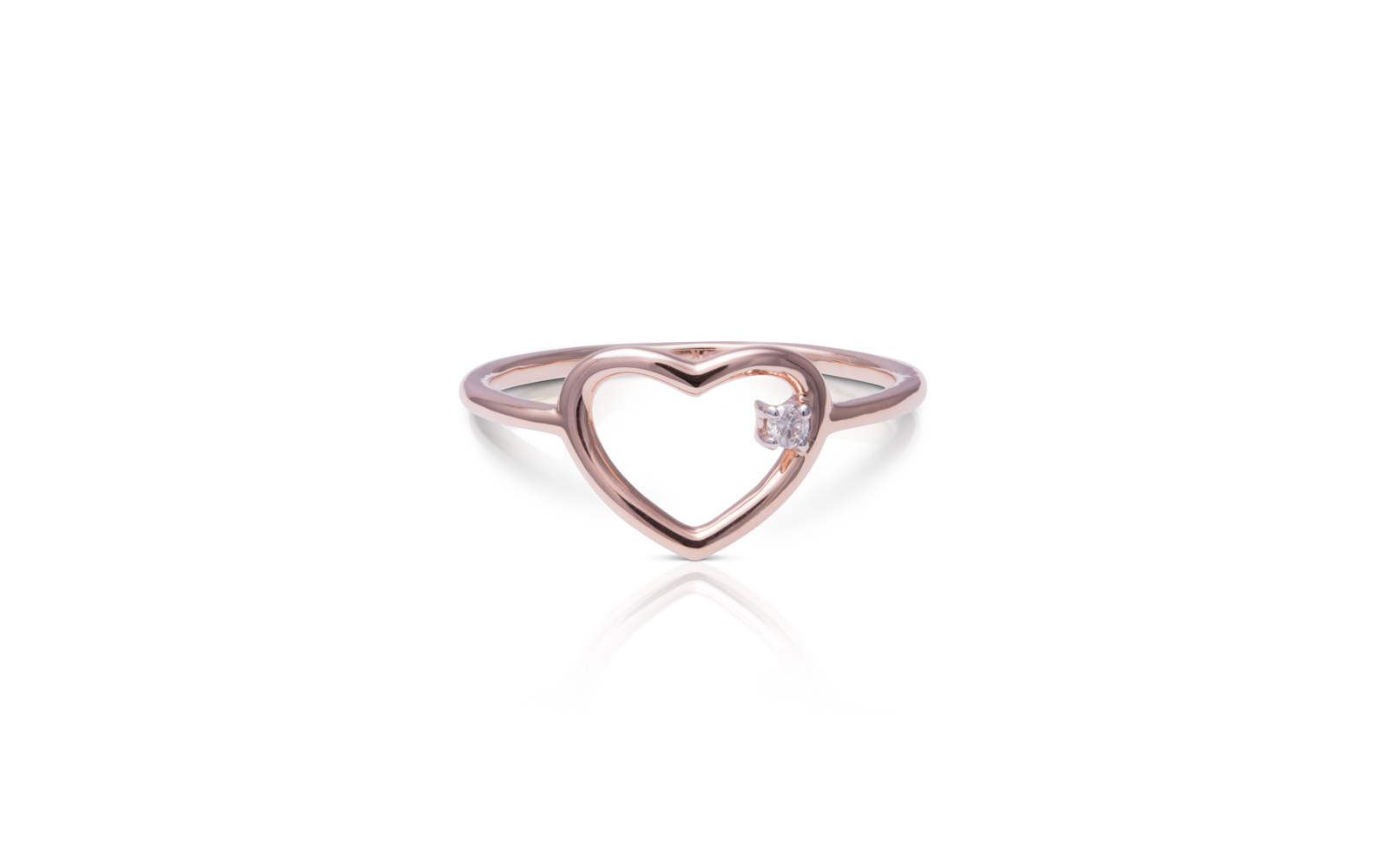 Fine Heart Ring Diamond Rose Gold