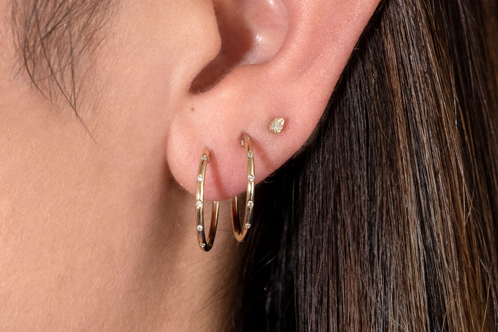 Girl Earrings with Diamonds Rose Gold
