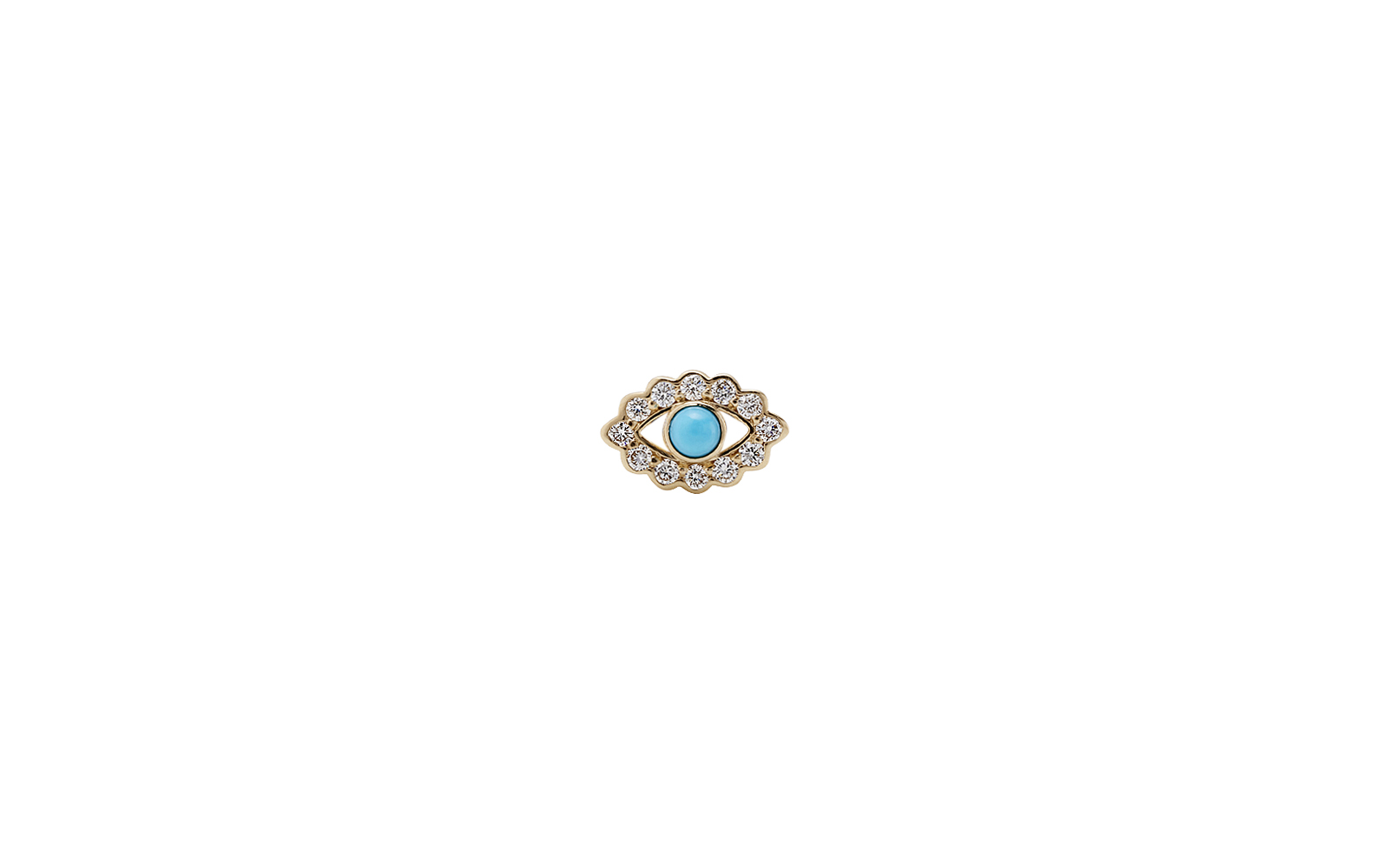 Guide Stud Single Earring with Turquoise Centre 14k Yellow Gold