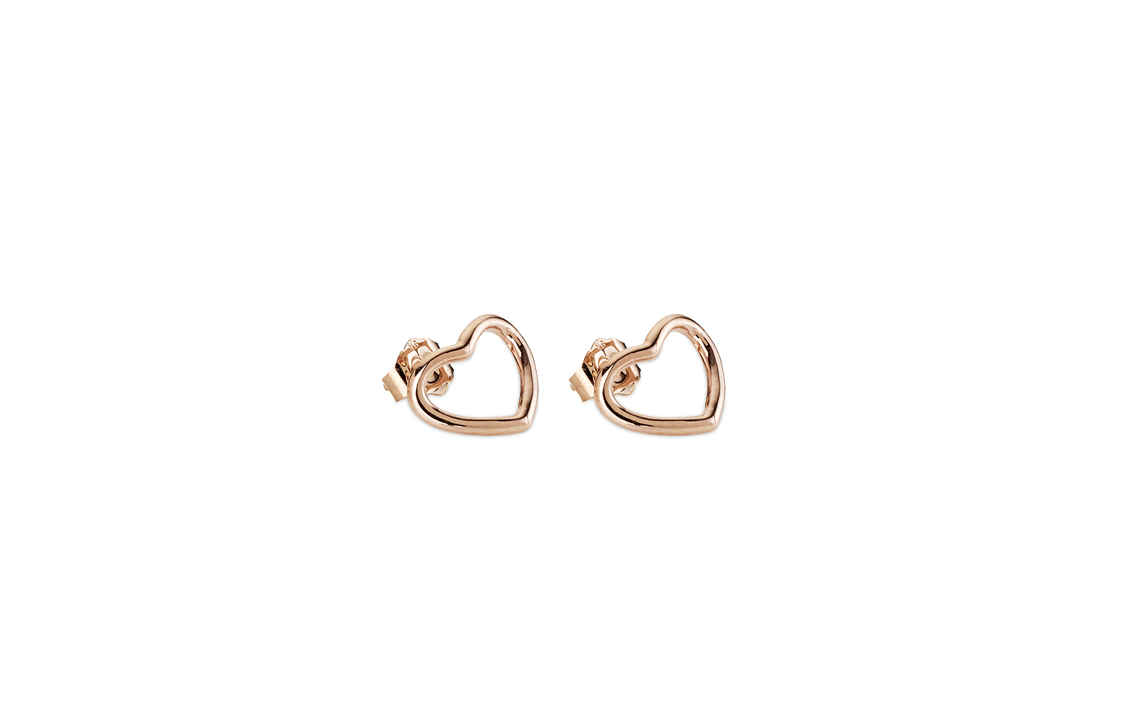 Fine Heart Stud Earrings Rose Gold