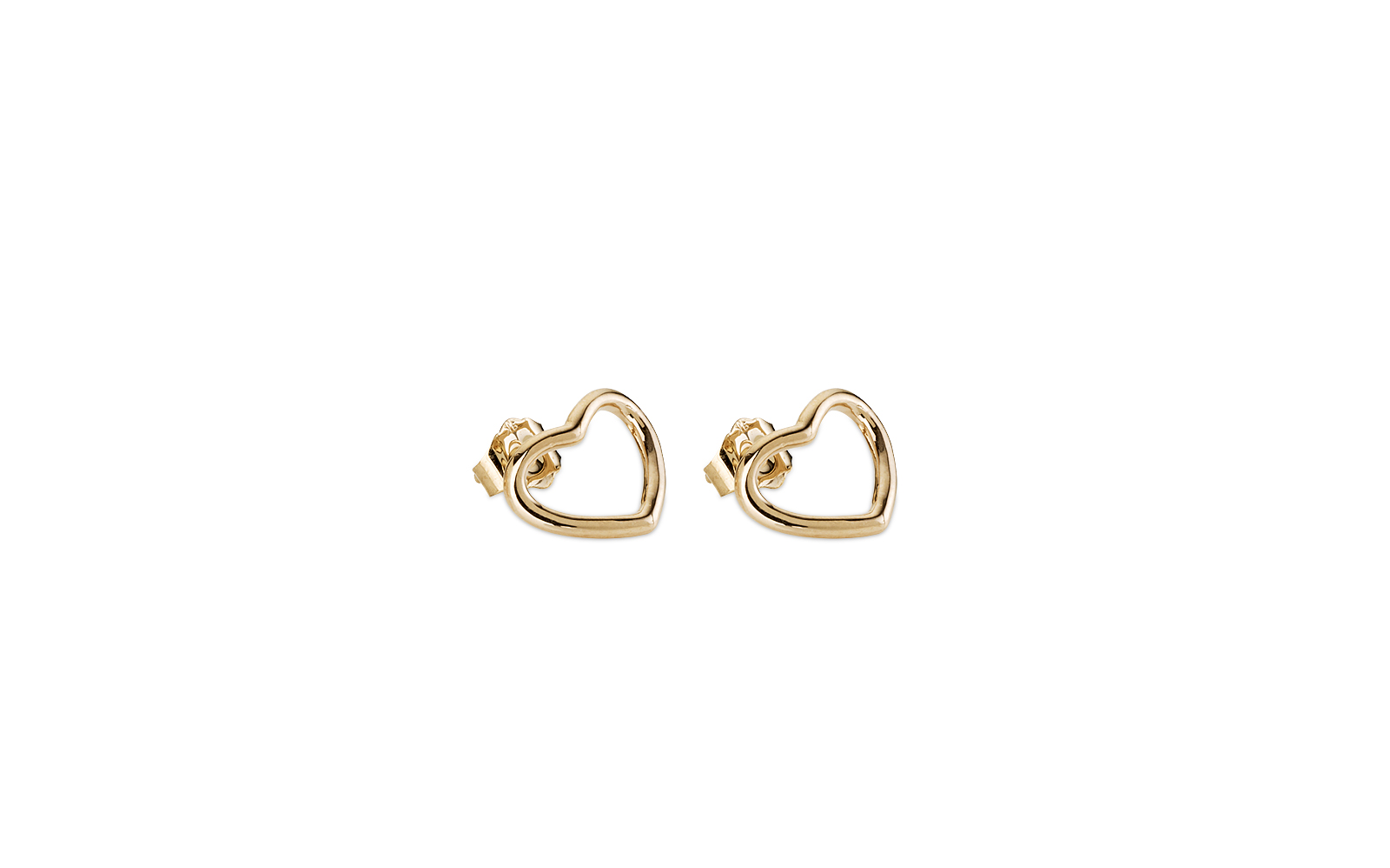 Fine Heart Stud Earrings Yellow Gold