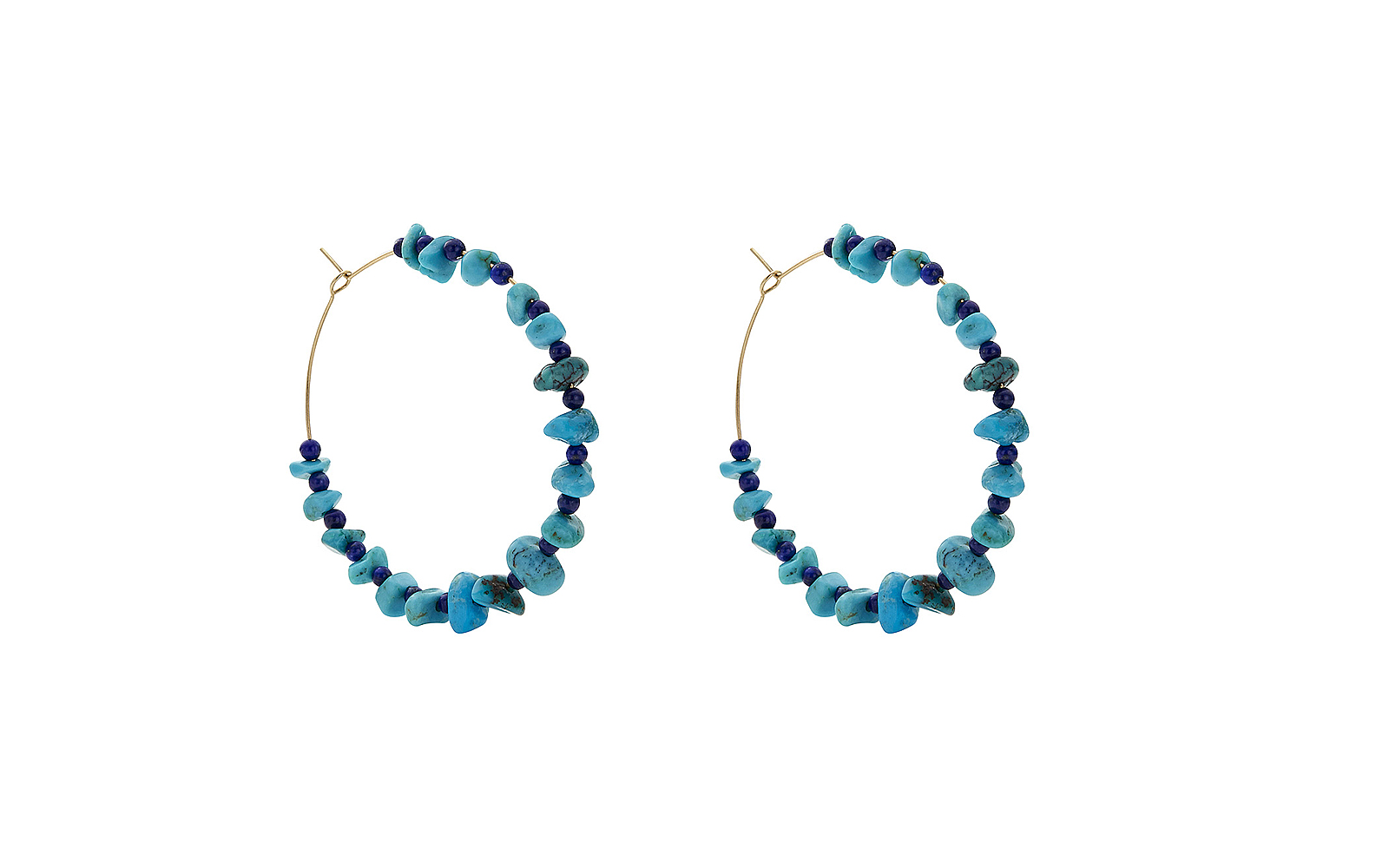 Talitha Turquoise and Lapis Extra-Large Hoop Earrings