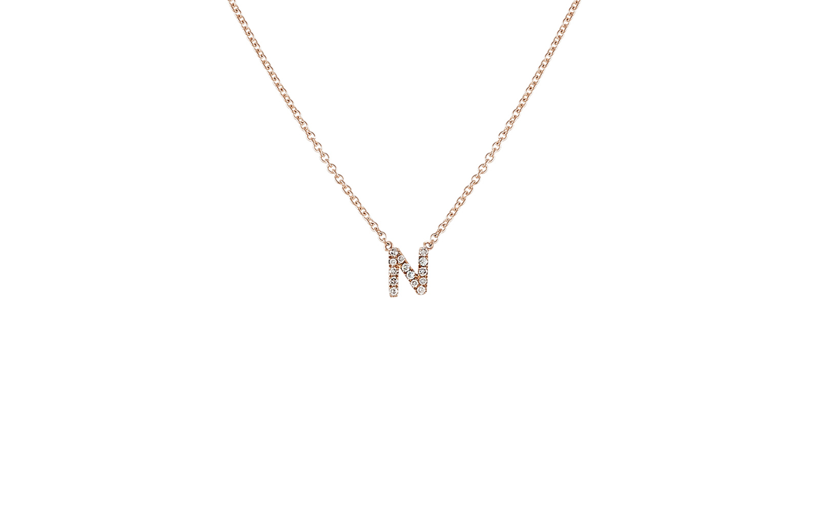 Initial Diamond Necklace Rose Gold