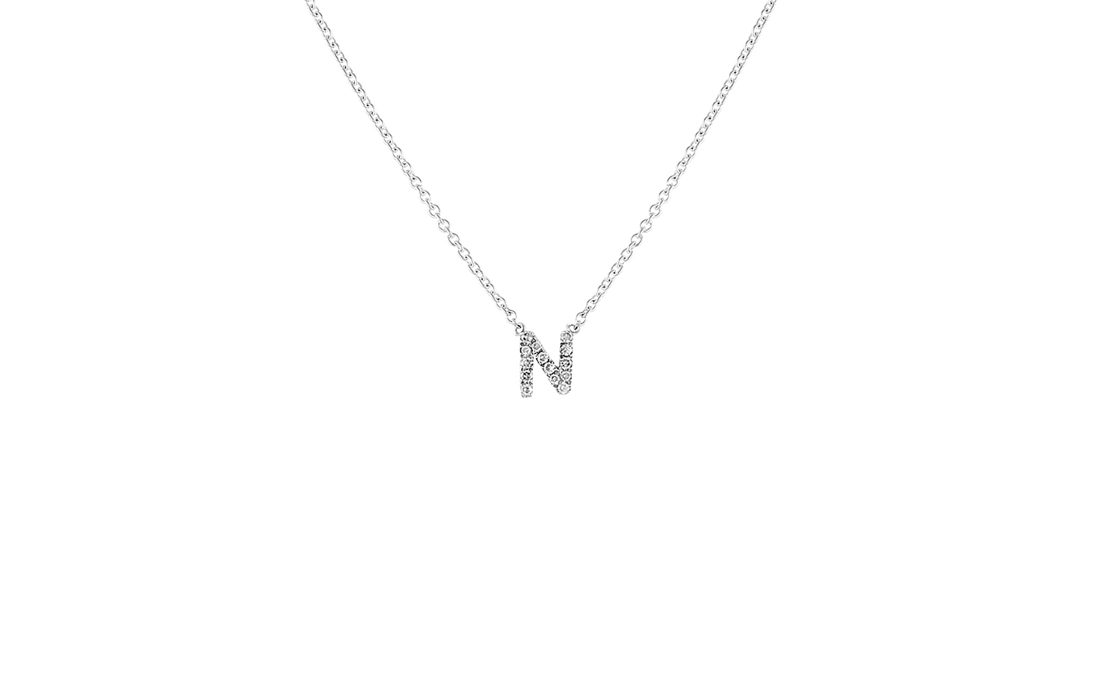 Initial Diamond Necklace White Gold