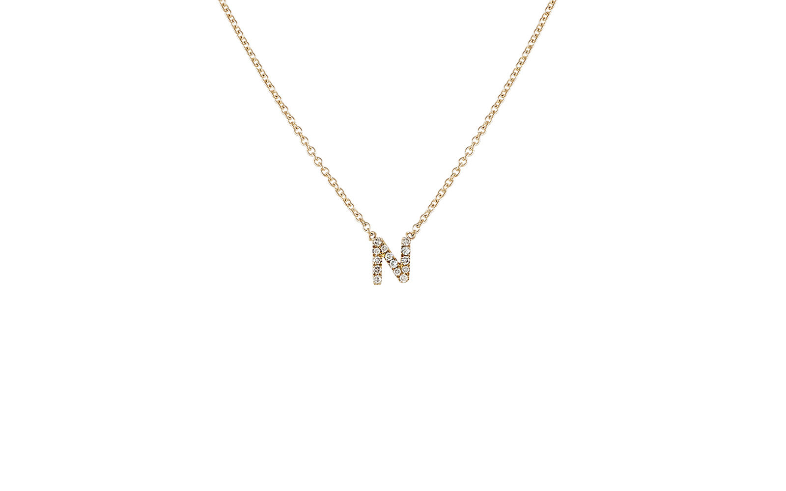 Initial Diamond Necklace Yellow Gold