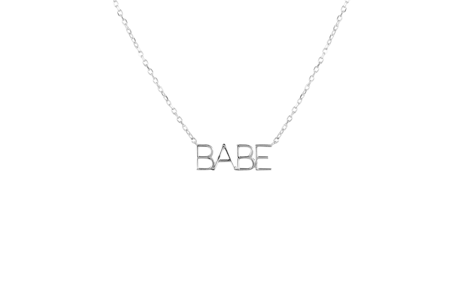 Nameplate Babe Necklace White Gold