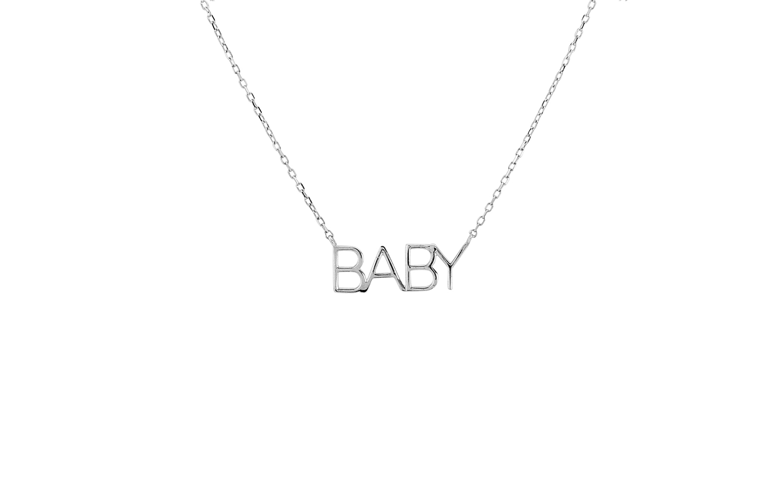 Nameplate Baby Necklace White Gold