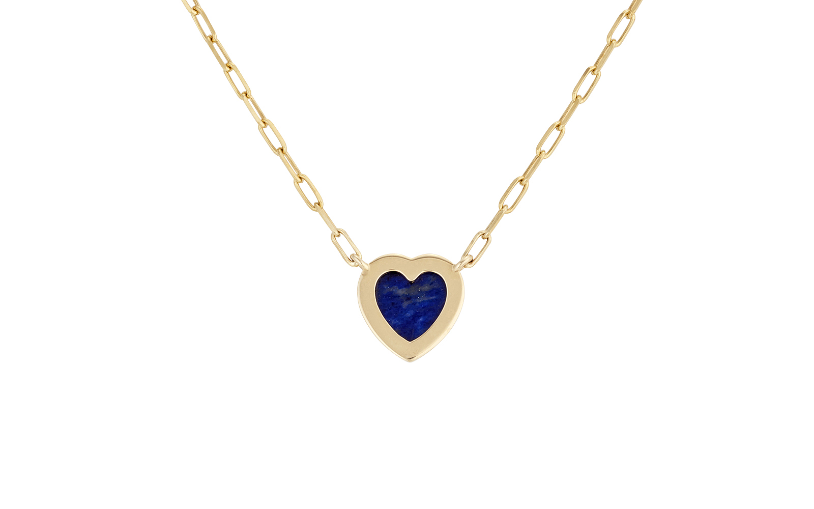 Sweetheart Lapis Large Heart Necklace Yellow Gold