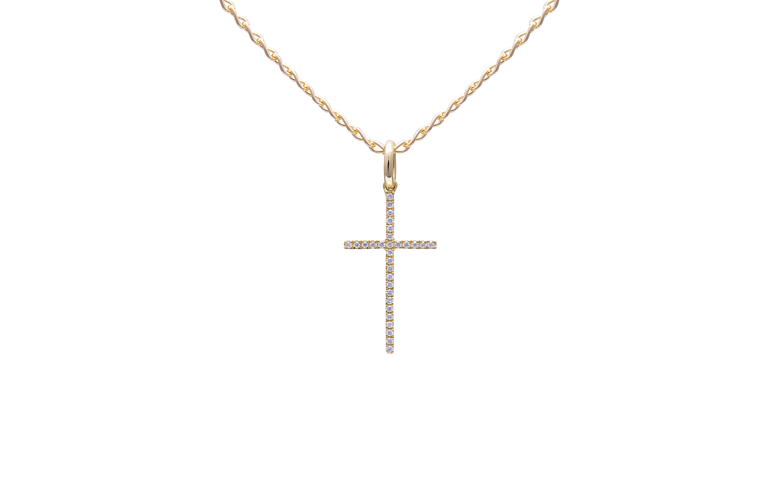 Saint Diamond Cross Pendant 14k Yellow Gold