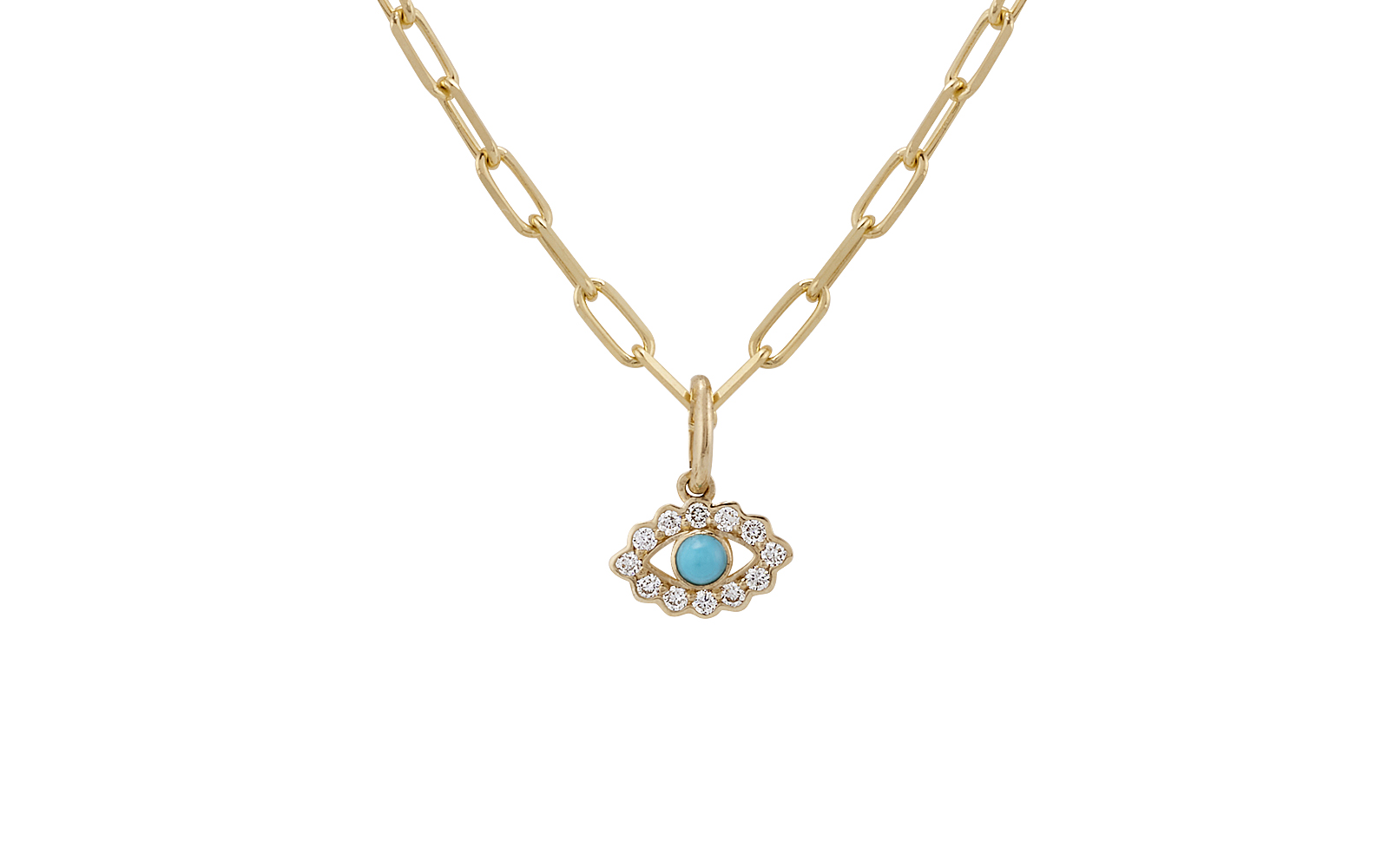Protection Pendant with Turquoise Centre 14k Yellow Gold