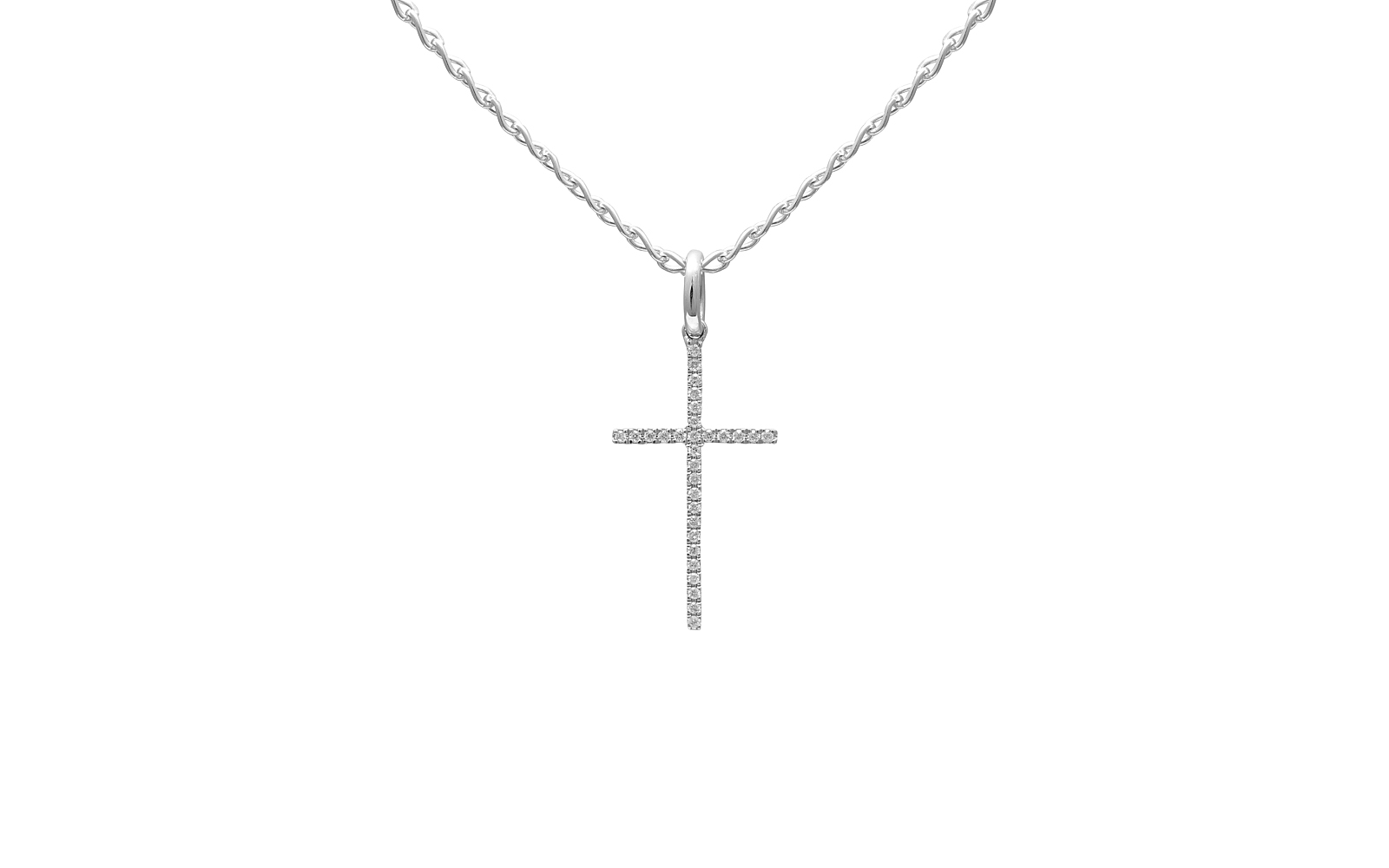 Saint Diamond Cross Pendant 14k White Gold