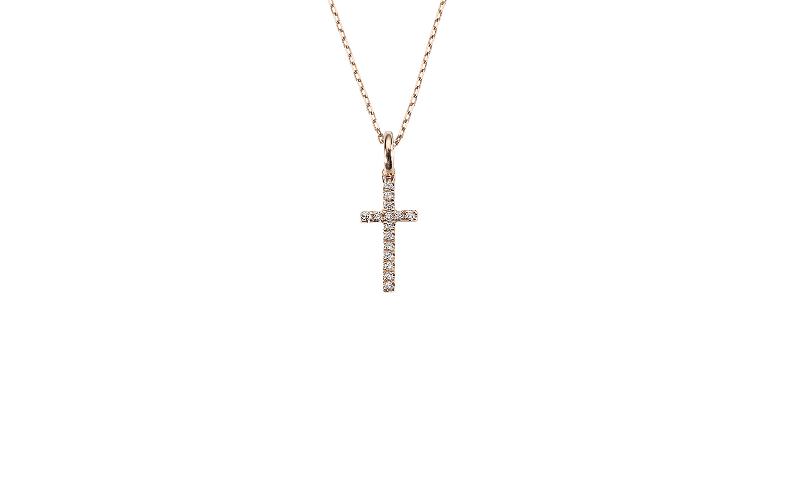Saint Diamond Cross Mini Pendant 14k Rose Gold