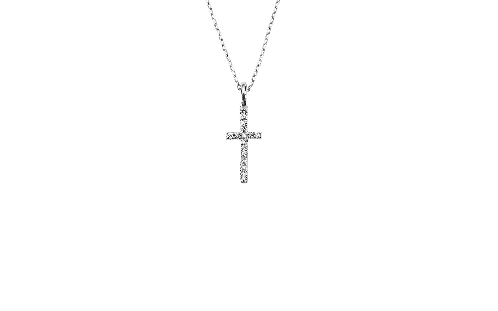 Saint Diamond Cross Mini Pendant 14k White Gold