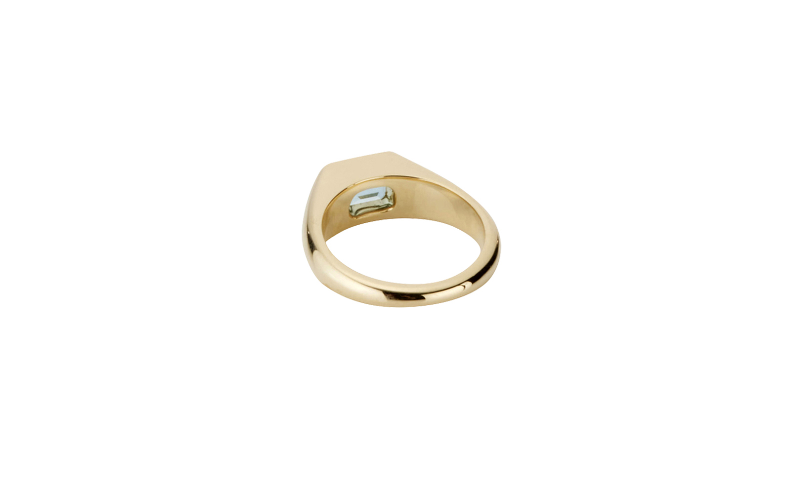 Essence Trinity Ring Diamond and Aquamarine 14k Yellow Gold