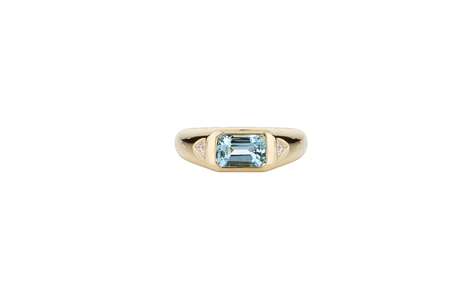 Essence Trinity Ring Diamond and Aquamarine 14k Yellow Gold