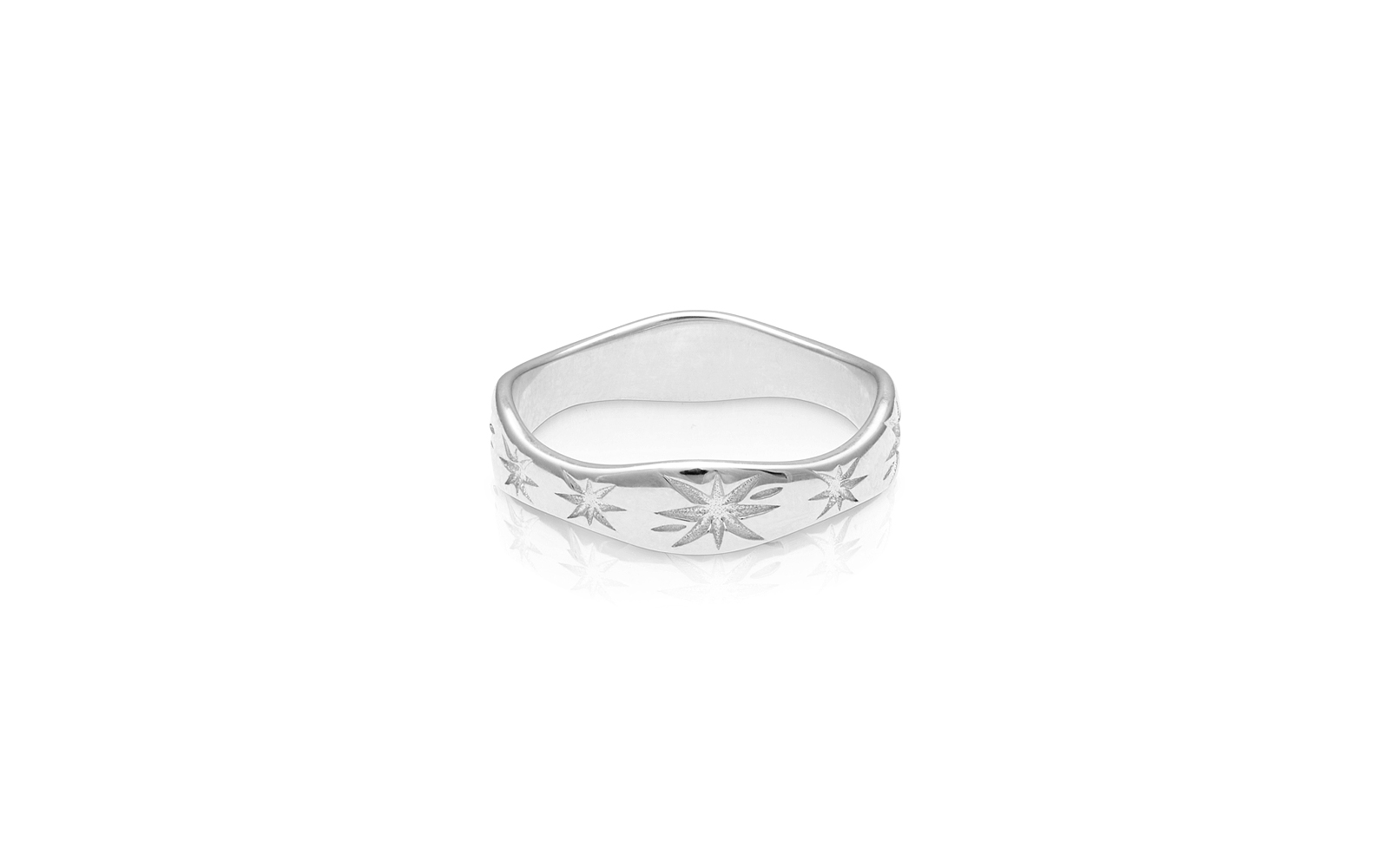 Galaxy Engraved Ring White Gold