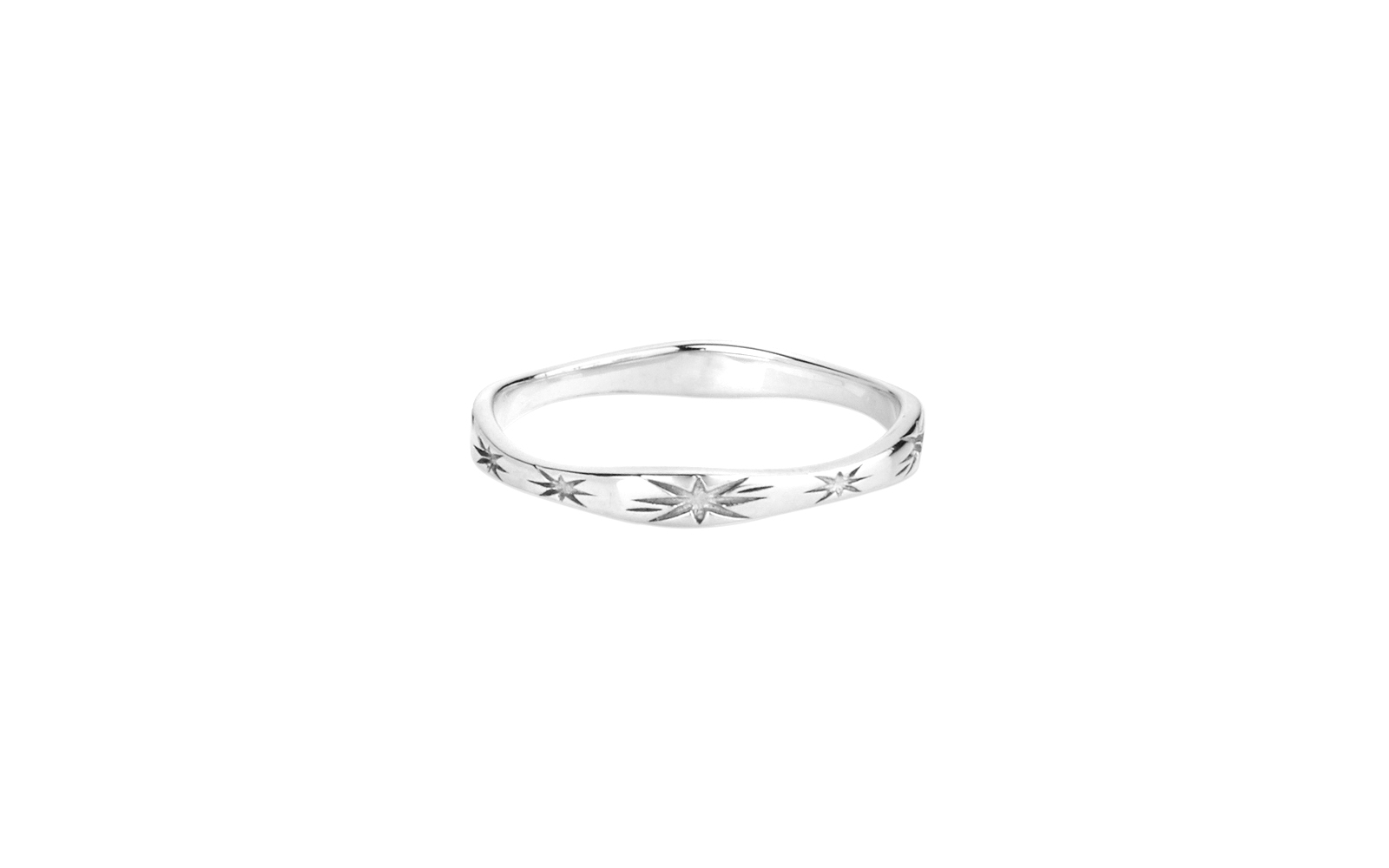 Galaxy Engraved Petite Ring White Gold